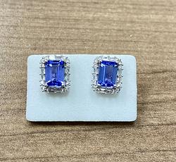 Earrings in White Gold 18k with Diamond and Tanzanite