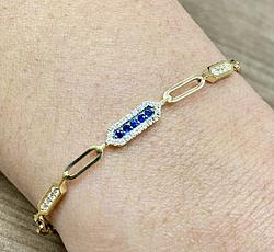 Bracelet in Yellow Gold 18k with Diamond and Sapphire
