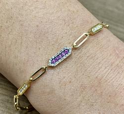 Bracelet in Yellow Gold 18k with Diamond and Sapphire
