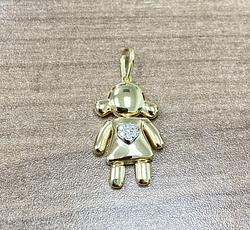 Pendant in Yellow and White Gold 18k with Diamond